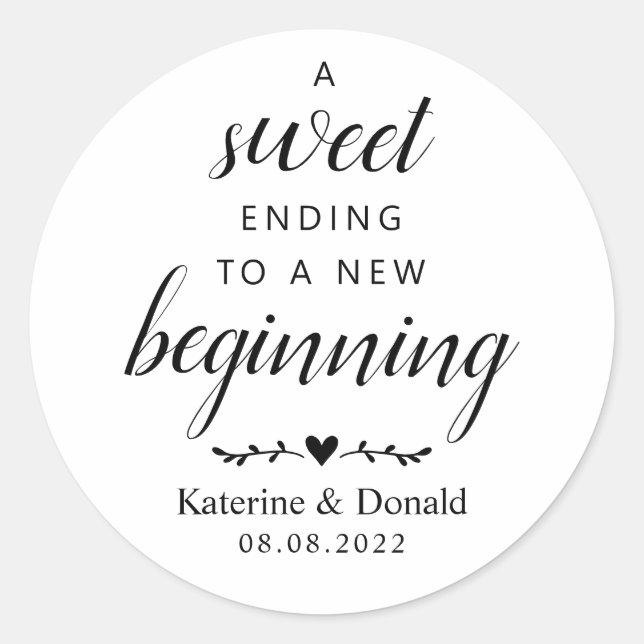 Sticker Rond Sceau de mariage doux écriture blanche (Devant)