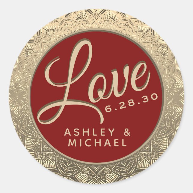 Sticker Rond Sceau de mariage personnalisable Amour (Devant)