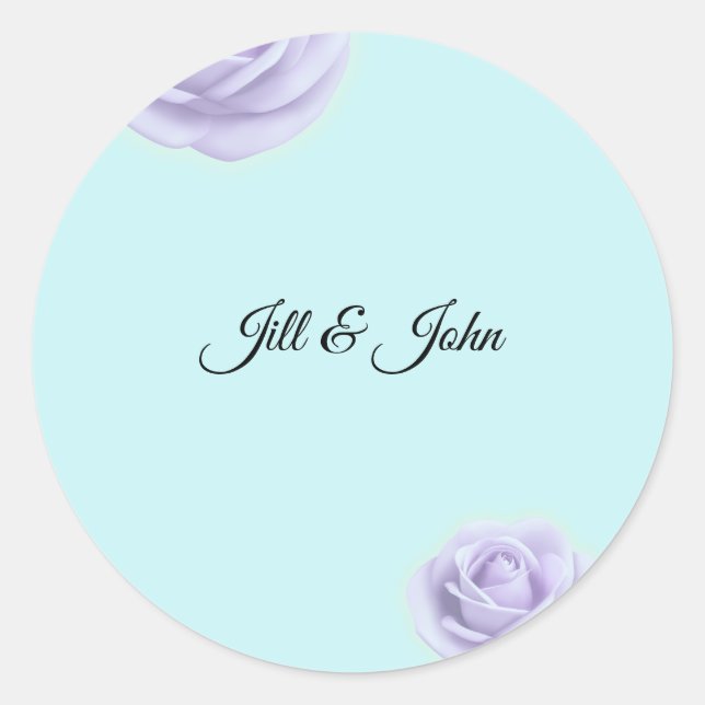 Sticker Rond Sceau de mariage Rose Lavande Ajoutez simplement l (Devant)