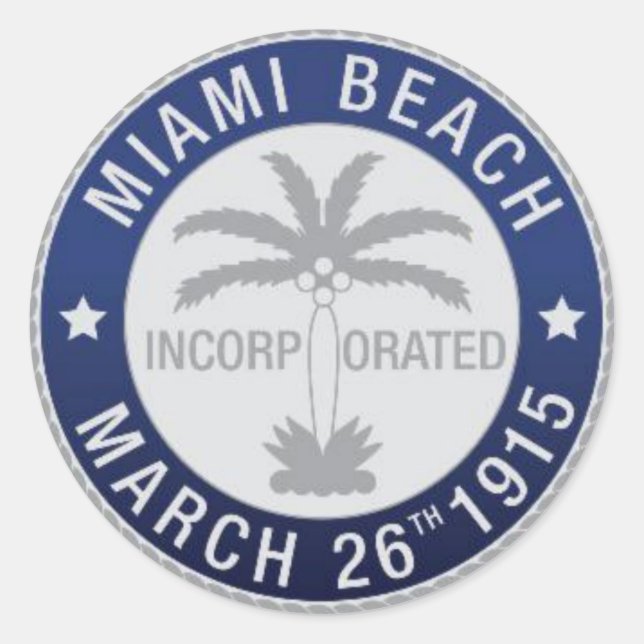 Sticker Rond Sceau de Miami Beach, Floride (Devant)