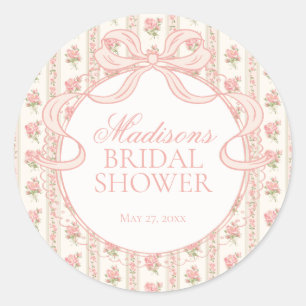 Sticker Rond Sceau de Réception de Mariage Floral Fantaisie Abr