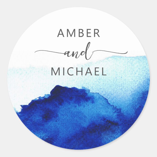 Sticker Rond Sceau d'enveloppe bleu Indigo dans un style modern (Devant)