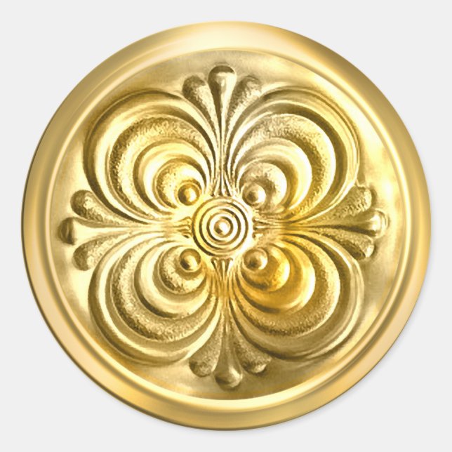 Sticker Rond Sceau d'enveloppe brillant or (Devant)