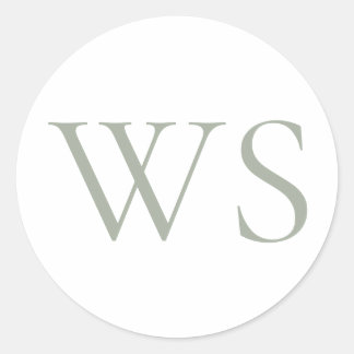 Sticker Rond Sceau d'enveloppe classique vert sauge monogramme