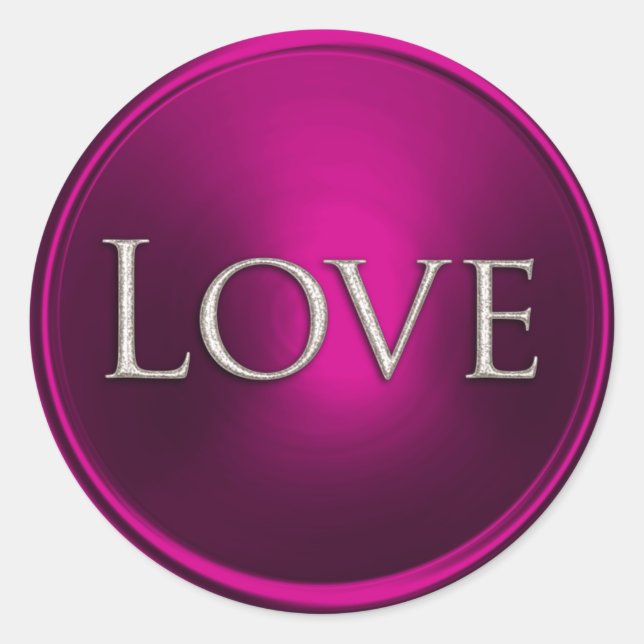 Sticker Rond Sceau d'enveloppe d'amour argent (Devant)