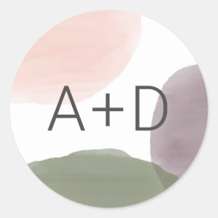 Sticker Rond Sceau d'enveloppe d'aquarelle du jardin moderne, M