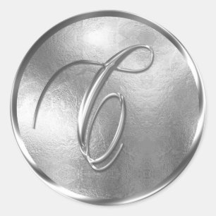 Sticker Rond Sceau d'enveloppe d'argent monogramme C non MÉTALL