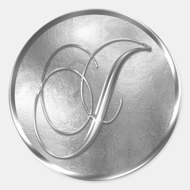 Sticker Rond Sceau d'enveloppe d'argent monogramme J NONMETALLI (Devant)