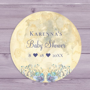 Sticker Rond Sceau d'enveloppe de Baby shower lunaire