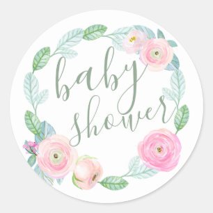 Sticker Rond Sceau d'enveloppe de Baby shower rose