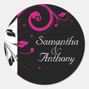 Sticker Rond Sceau d'enveloppe de couplage de torons noir, blan