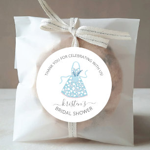 Sticker Rond Sceau d'enveloppe de Fête des mariées floral bleu