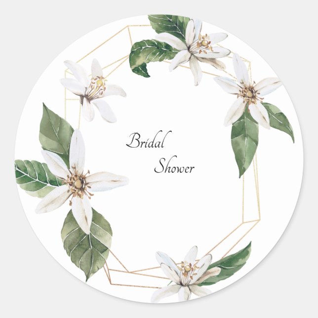 Sticker Rond Sceau d'enveloppe de Fête des mariées florale blan (Devant)