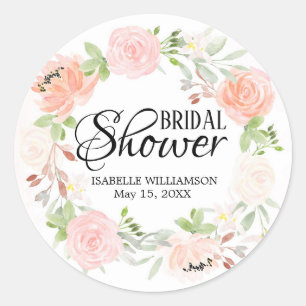 Sticker Rond Sceau d'enveloppe de Fête des mariées rose pâle