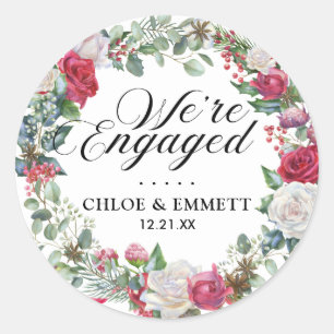 Sticker Rond Sceau d'enveloppe de la partie Holly Berry Engagem