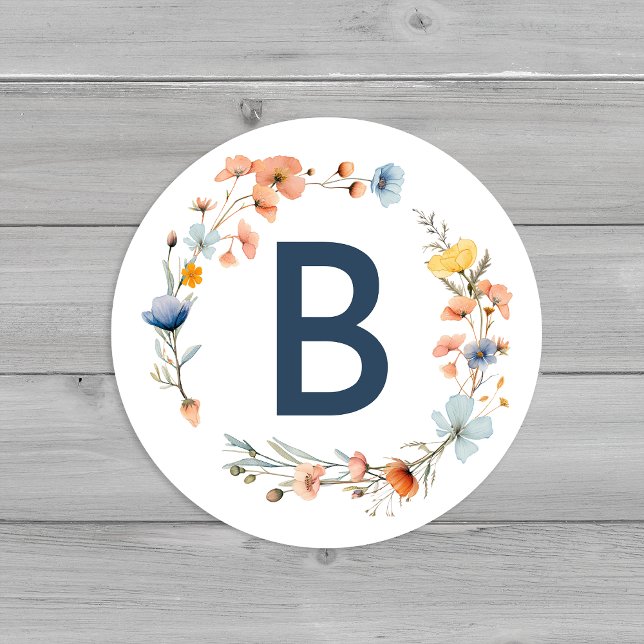 Sticker Rond Sceau d'enveloppe de Mariage floral gras (Créateur téléchargé)