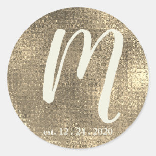 Sticker Rond Sceau d'enveloppe de Mariage métallique or