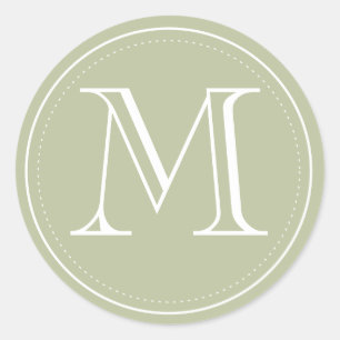 Sticker Rond Sceau d'enveloppe de monogramme d'olive par imprim