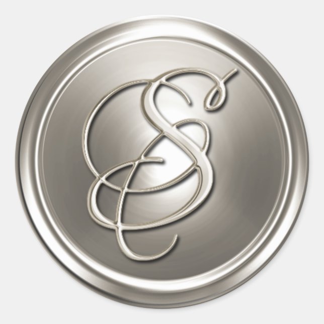 Sticker Rond Sceau d'enveloppe de Monogramme en argent S (Devant)