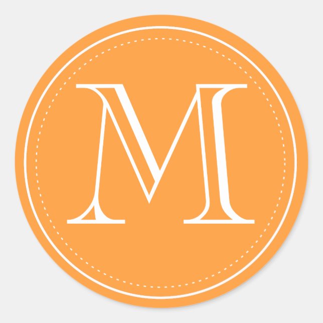 Sticker Rond Sceau d'enveloppe de monogramme orange par imprimé (Devant)