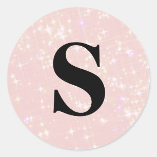 Sticker Rond Sceau d'enveloppe de monogramme rose Parties scint
