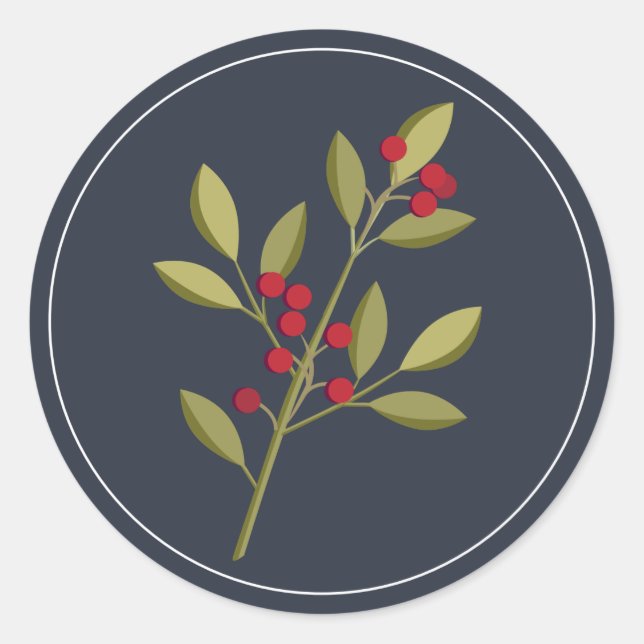 Sticker Rond Sceau d'enveloppe de Noël Berry Joyeux (Devant)