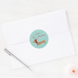 Sticker Rond Sceau d'enveloppe de Noël personnalisée Dachshund