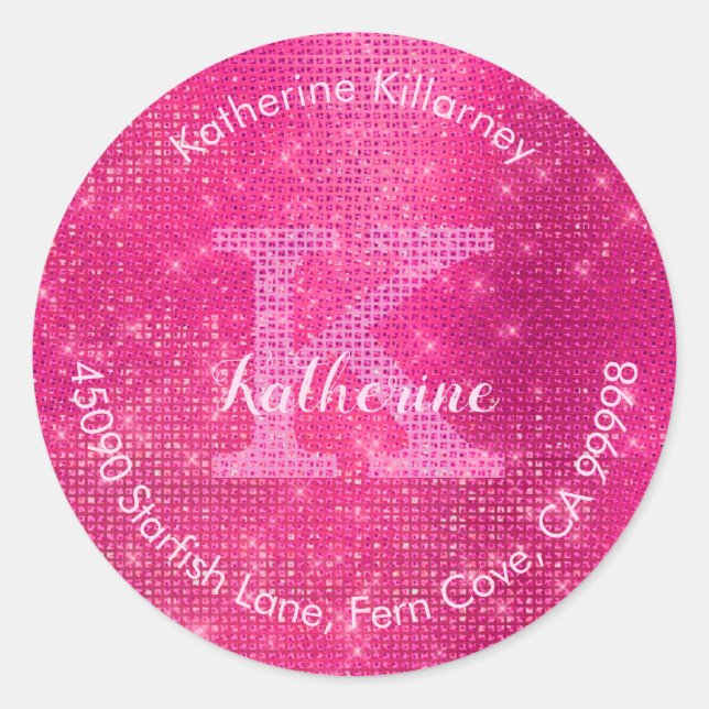 Sticker Rond Sceau d'enveloppe de Parties scintillant rose chau (Devant)
