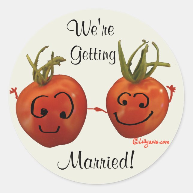 Sticker Rond Sceau d'enveloppe de tomates mariages (Devant)
