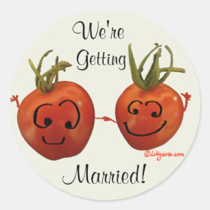 Sticker Rond Sceau d'enveloppe de tomates mariages