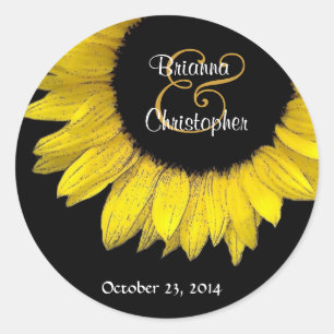 Sticker Rond Sceau d'enveloppe de tournesol jaune