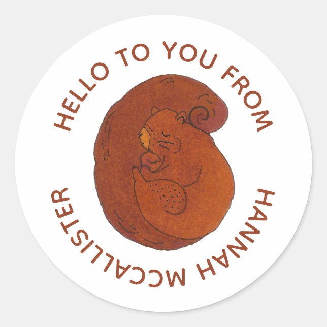 Sticker Rond Sceau d'enveloppe d'écureuil couchant (Devant)