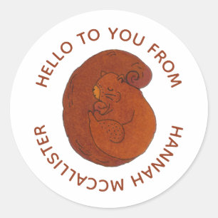 Sticker Rond Sceau d'enveloppe d'écureuil couchant