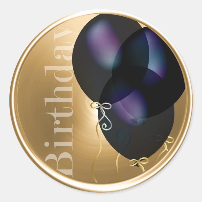 Sticker Rond Sceau d'enveloppe des ballons d'anniversaire (Devant)