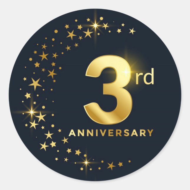 Sticker Rond Sceau d'enveloppe du 3e anniversaire (Devant)