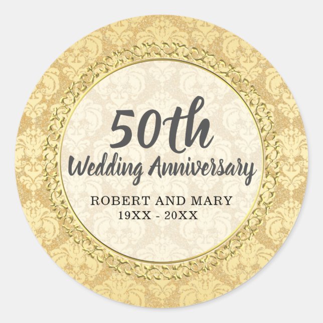 Sticker Rond Sceau d'enveloppe du 50e anniversaire du Mariage G (Devant)