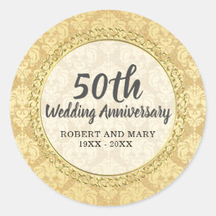 Sticker Rond Sceau d'enveloppe du 50e anniversaire du Mariage G