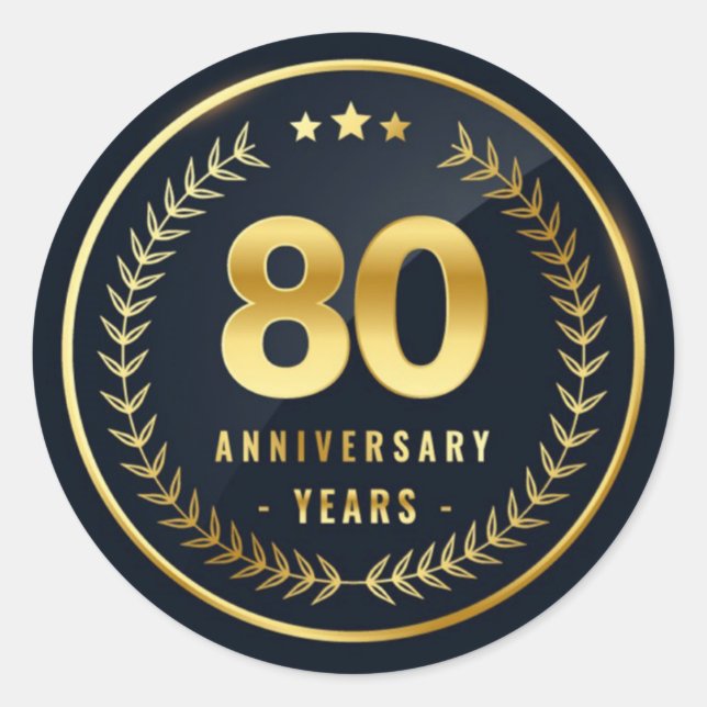 Sticker Rond Sceau d'enveloppe du 80e anniversaire (Devant)