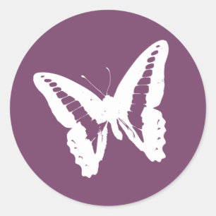 Sticker Rond Sceau d'enveloppe du papillon d'aubergine