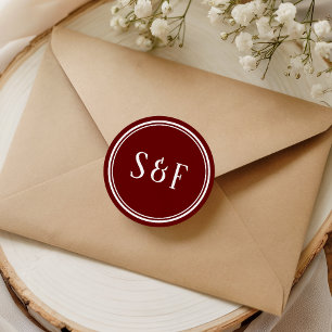 Sticker Rond Sceau d'enveloppe élégant en monogramme marron