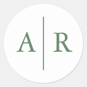 Sticker Rond Sceau d'enveloppe élégant minimaliste vert, mariag