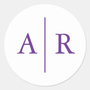 Sticker Rond Sceau d'enveloppe élégant minimaliste violet, Mari