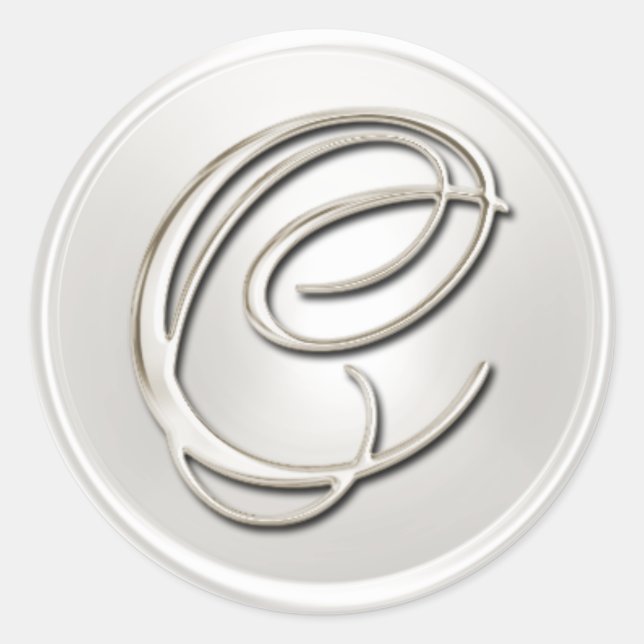 Sticker Rond Sceau d'enveloppe en argent Monogramme C (Devant)