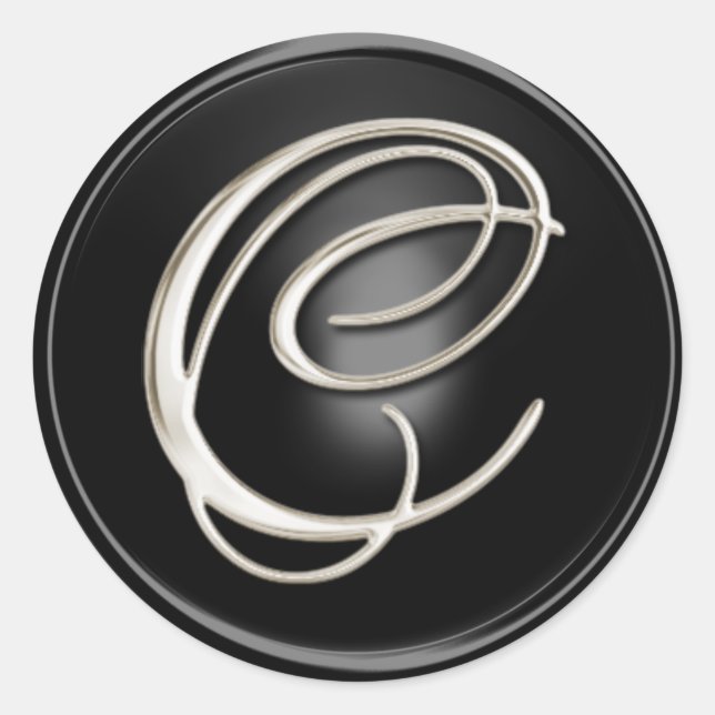 Sticker Rond Sceau d'enveloppe en argent Monogramme C (Devant)
