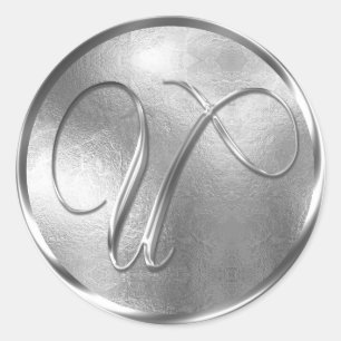 Sticker Rond Sceau d'enveloppe en argent monogramme U non METAL