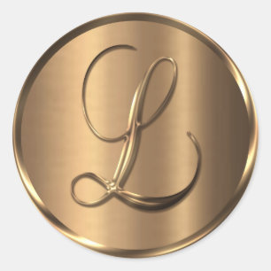 Sticker Rond Sceau d'enveloppe en bronze de monogramme L NONMET