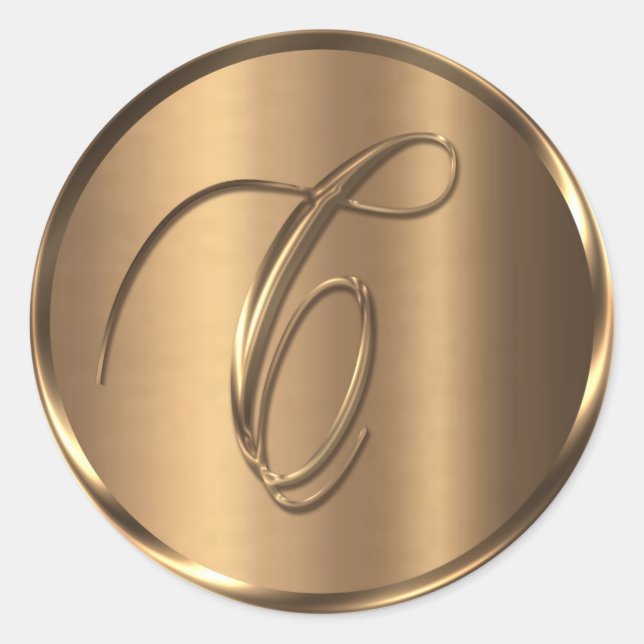 Sticker Rond Sceau d'enveloppe en bronze monogramme C non MÉTAL (Devant)