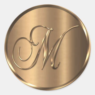 Sticker Rond Sceau d'enveloppe en bronze monogramme M non METAL