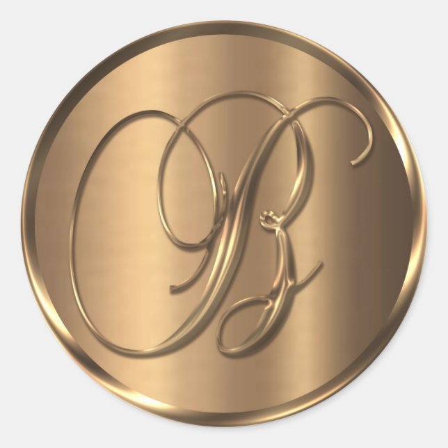 Sticker Rond Sceau d'enveloppe en bronze non METALLIQUE Monogra (Devant)