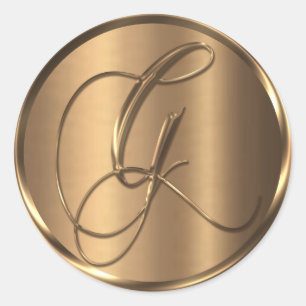 Sticker Rond Sceau d'enveloppe en bronze non METALLIQUE Monogra